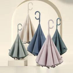 Fully Automatic Double-tieredreverse Umbrella, Car Reversing Umbrella, Dual-Purpose Sun and Rain Long Handle Windproof Umbrella