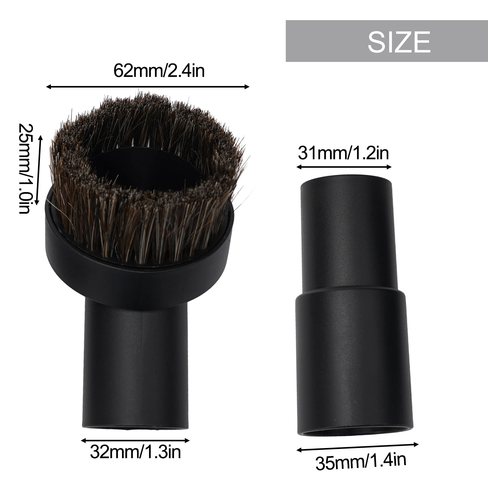 Vac Long Horse Hair Round Brush Converting Adapter 32mm 35mm 2.5cm Household Cleaning Vacuum Cleaner Parts Vac Head Brush