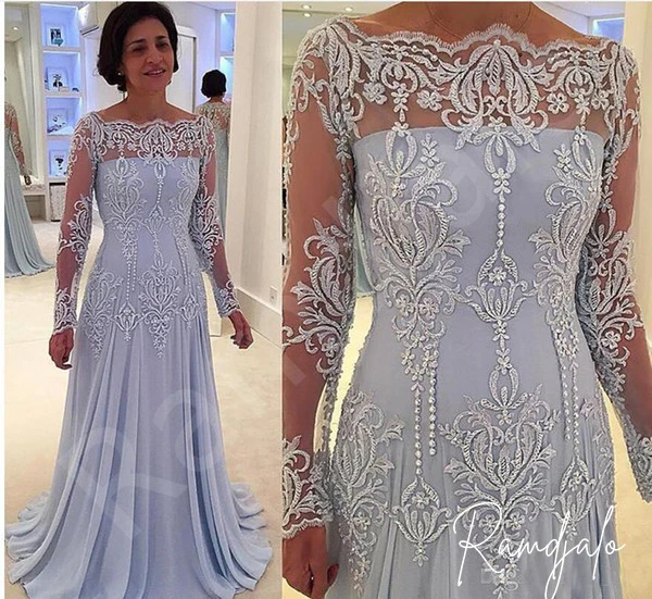 Customized 2024 Lavender Lace Mother of the Bride Dress with Long Sleeves Illusion Neck Wedding and Formal Party Gown Madrinha