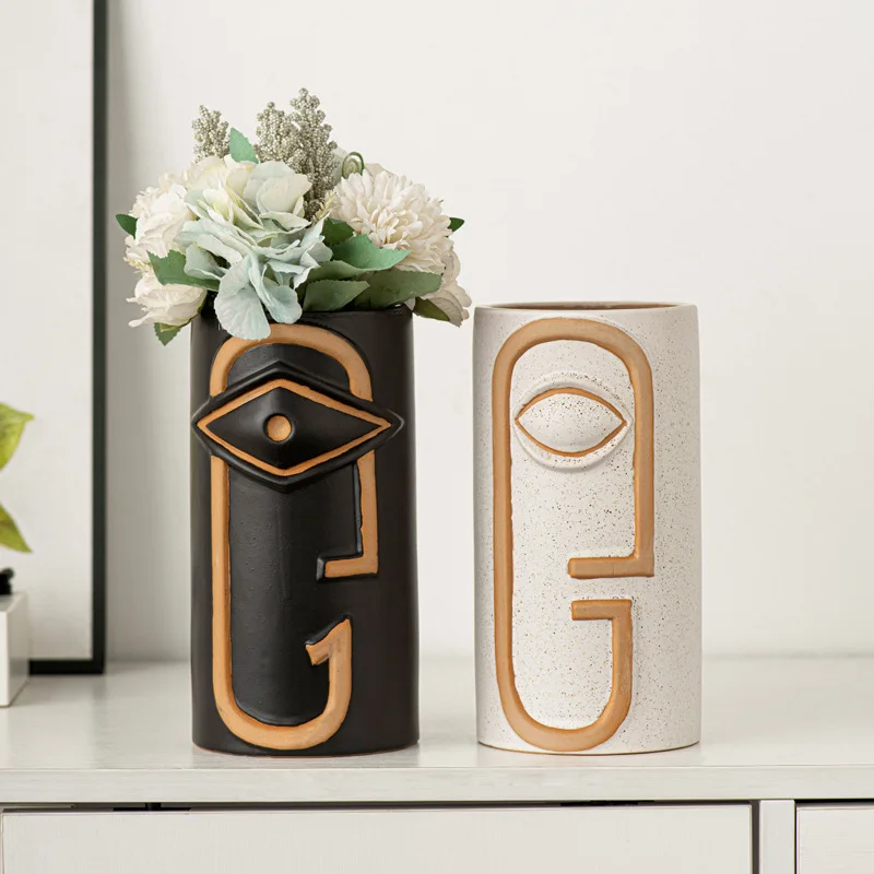 

Ceramic Face Vase Abstract Modern Flower Vase Decorative Vase Centerpiece for Table Shelf Living Room Bedroom Home Office Decor