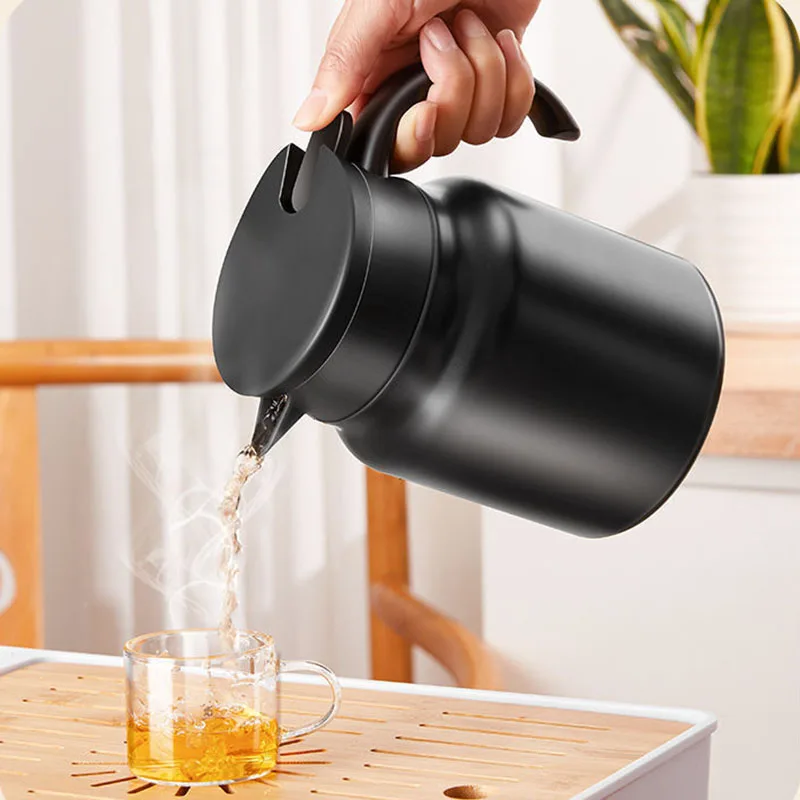 1000ml 316 Stainless Steel Vacuum Teapot, One-Touch Dispenser Insulated Tea Maker, Thermal Water Pitcher for White Tea