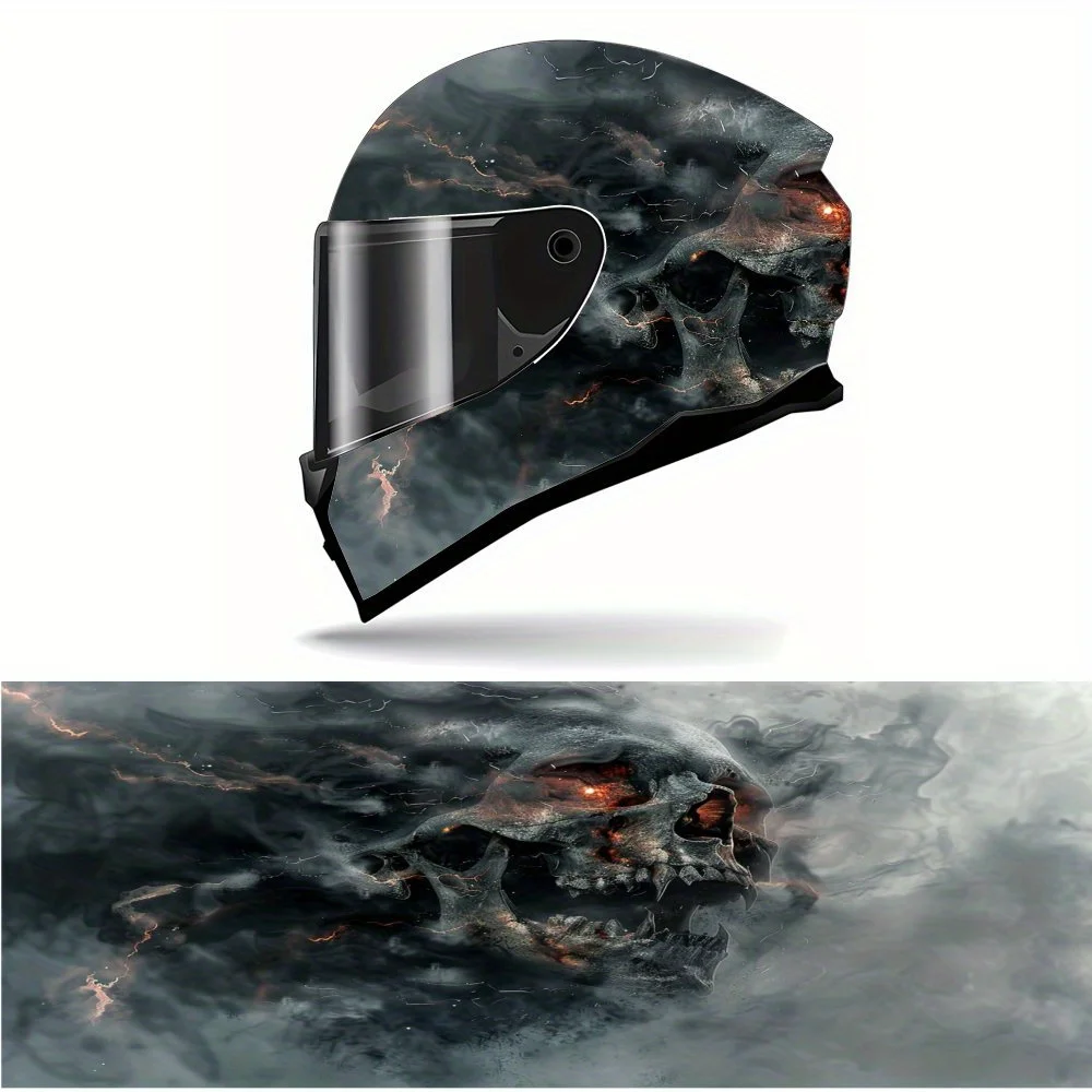 

Skeleton fire dance theme, motorcycle helmet sticker - durable PVC, aesthetic sticker for motorcycle racing helmet, motorcycle r