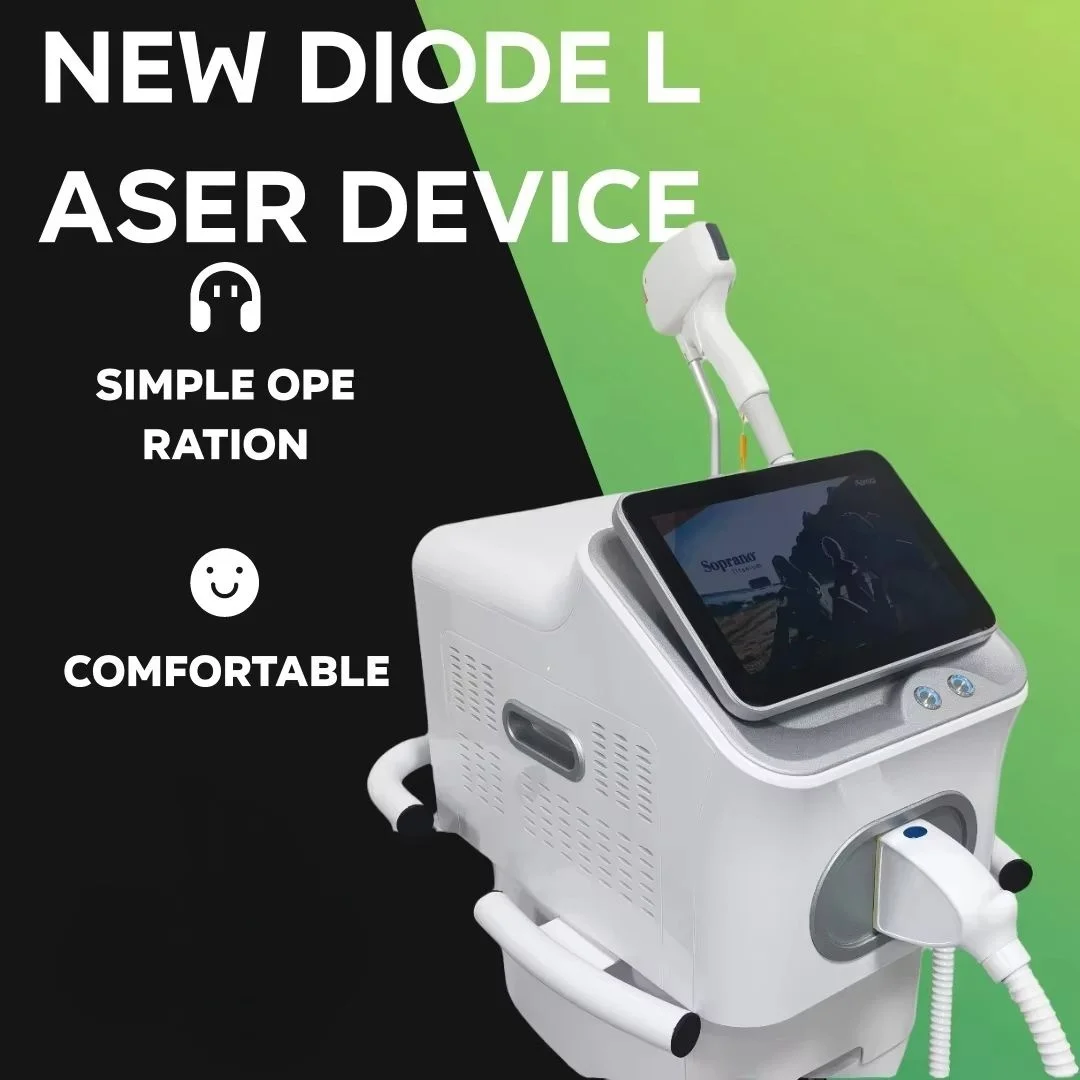 

Professional Diode Laser Hair Removal Machine 755/808/1064nm Painless Cooling Epilator CE Certified Hair Removal Device