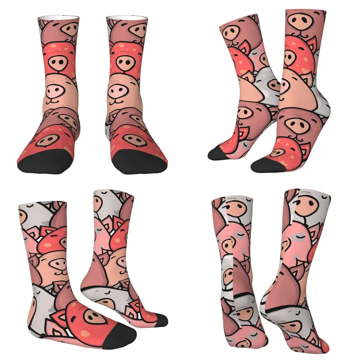 Cartoon Pink Pig Piggy Animal Pattern Socks Harajuku Super Soft Stockings All Season Long Socks for Unisex Valentine's Day Gifts