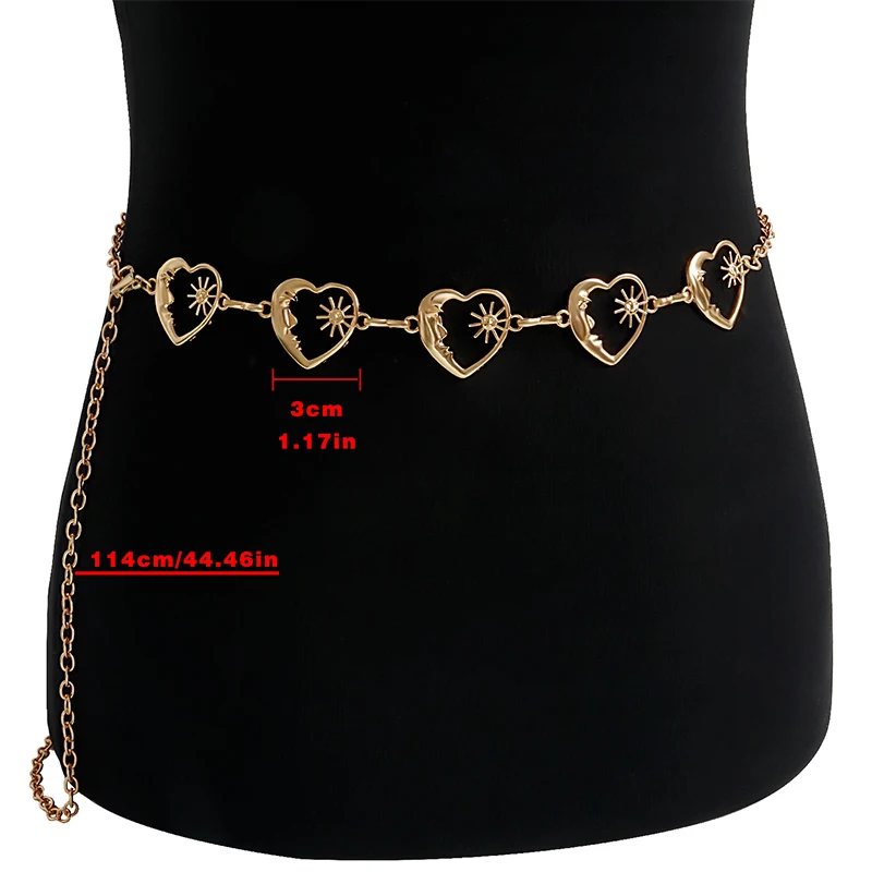 Harajuku Punk Moon Metal Belts Women Vintage Punk Gothic Moon Sun High Waist Chain Belts Pendant Belts Female