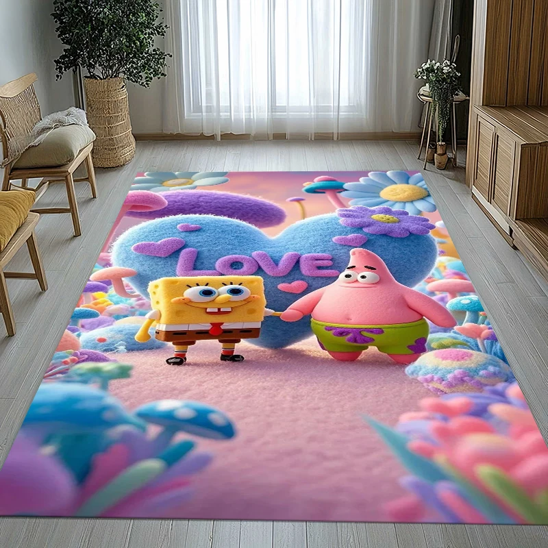 Funny S-SpongeBob Patrick Star Cartoon Living Room Non-Slip Area Rug Soft Carpet for Bedroom Playroom Sofa,Home Decor Doormat