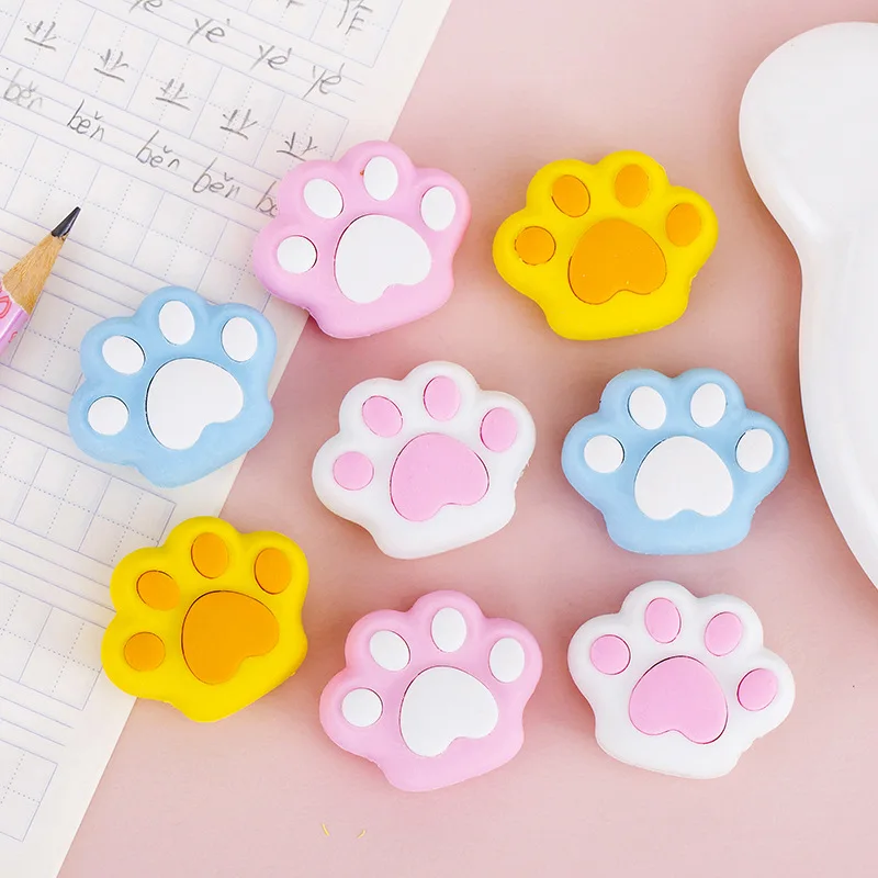 1 Piece Cute Kawaii Color Cat Claw Rubber Eraser Novelty Stationery Office and School Supplies