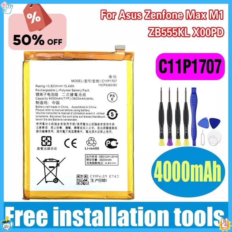 High-Quality 4000mAh NEW C11P1707 Battery For Asus Zenfone Max M1 ZB555KL X00PD Mobile Phone