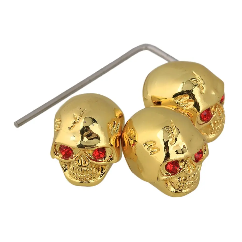 1 set of 3 Skull Head Guitar Volume Tone Control Knob Gold Chrome Black