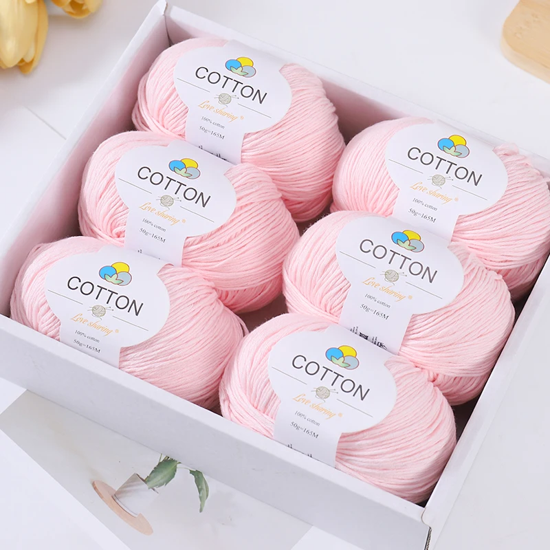 100% Baumwollgarn 6er-Pack 300g Weiches Atmungsaktives Strick- & Häkelgarn für Pullover, Mützen, Schals, Decken, DIY-Bastelbedarf