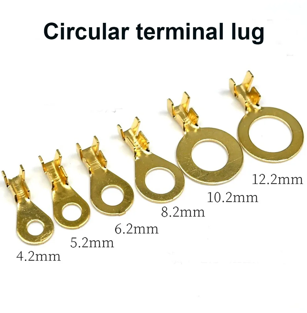 10pcs M8mm Circular Terminal Strip Cold-Pressed Crimp Terminal O-Type Copper Lug Ear Grounding Plate Bare End