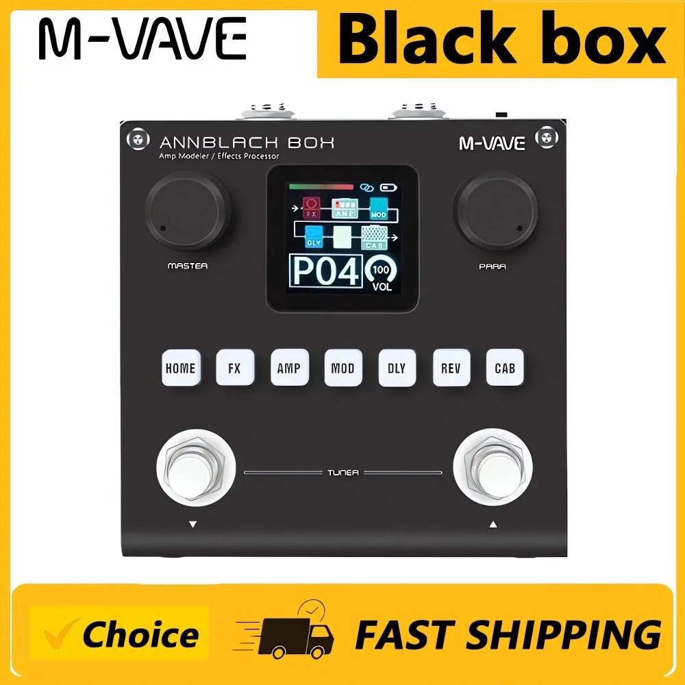 M-VAVE Black Box Pedals Guitar / Bass AMP Modeler Multi-Effects Processor Built-in Rechargeable Battery for Electric Guitar Bass