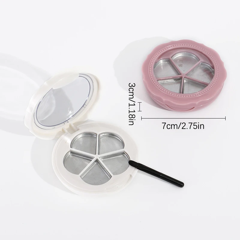 1 pçs flor vazia 5 grades em pó compacto sombra caso batom recipiente diy blush caixa com escova e espelho