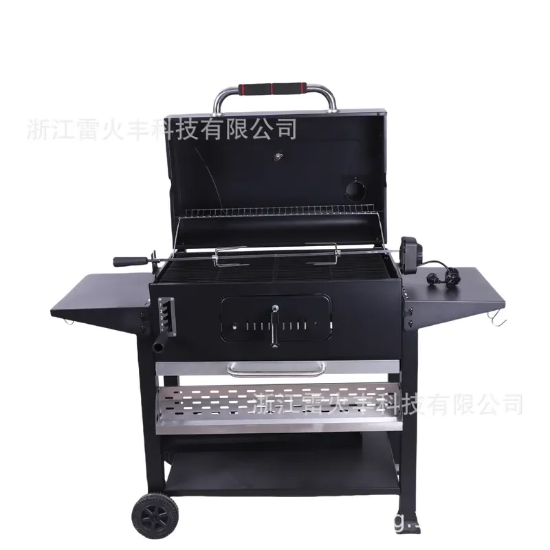 Portable Wheeled Carbon Steel BBQ Grill Durable Gas Barbecue for Outdoor Camping Villa Patio Multifunctional Cooking