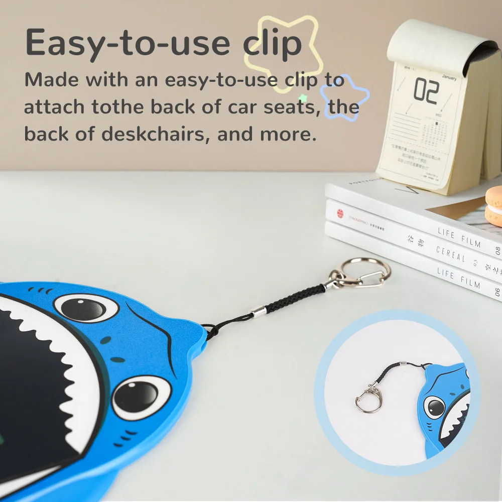 Cartoon Pocket Writing Board LCD Light Drawing Board Graffiti LCD Handwriting Boards Shark Backpack Pendant