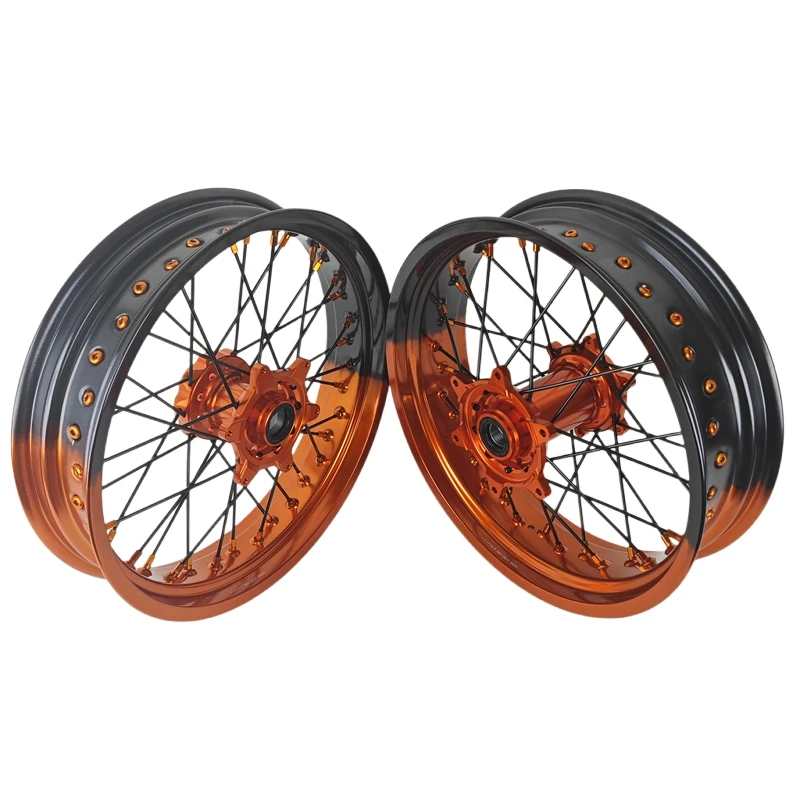 Hot-selling Orange Black Gradient Motorcycle Spoke Wheel Set Aluminum Alloy Off-road Bike Rims for Kt m Xcw 2017