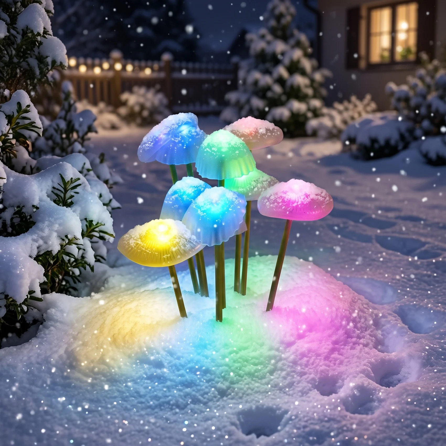 A84E-2Pcs Solar Mushroom Jellyfish Stake Lamps LED Solar Mushroom Lights For Yard Pathway A