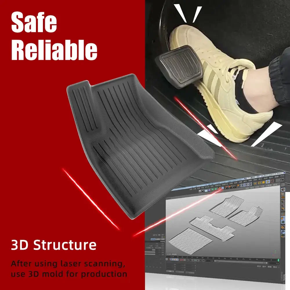 For Tesla Floor Mats TPE Waterproof Anti-Slip Floor Mat Set Suitable For Tesla Model 3 2024 Highland Car Interior Accessories