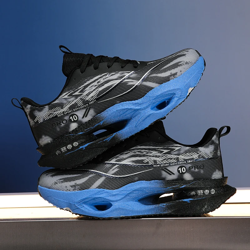 Men Athletic Training Sneakers Shock Absorption Running Shoes Non Slip Breathable Mesh Outdoor Daily Walking Sports Shoes