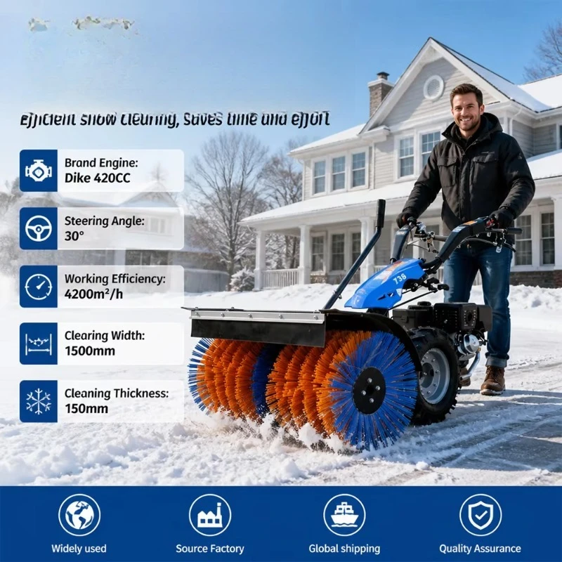 Best Selling 15HP  Engine Snow Sweeper with Gear & Motor 110cm Clearing Width