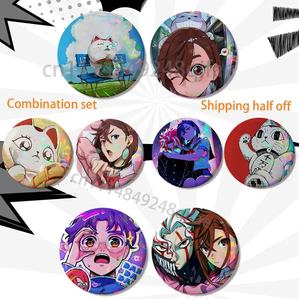 Momo Ayase Turbo Granny Dandadan 2 piece set Pins Creativity Printed Pictures Text Metal Lapel Badges Brooches Jewelry Gift
