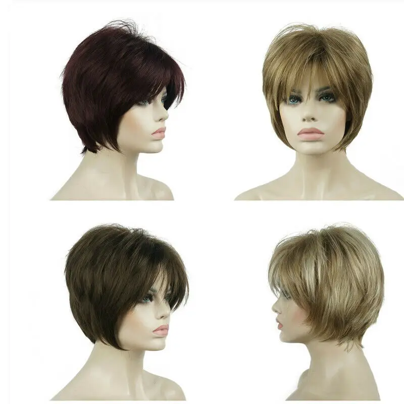 New Ladies Wig Short Straight Women Wig Brown Hair Wig Cosplay 10 Colour