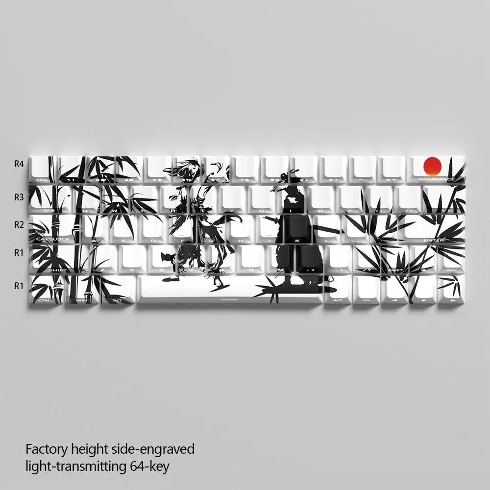 63 Kes Forest Showdown: Keycap Tembus Pertempuran Pahlawan Kucing Keycap Cetak Samping PBT Dye-Sub Cherry untuk Tutup Keyboard Mekanis