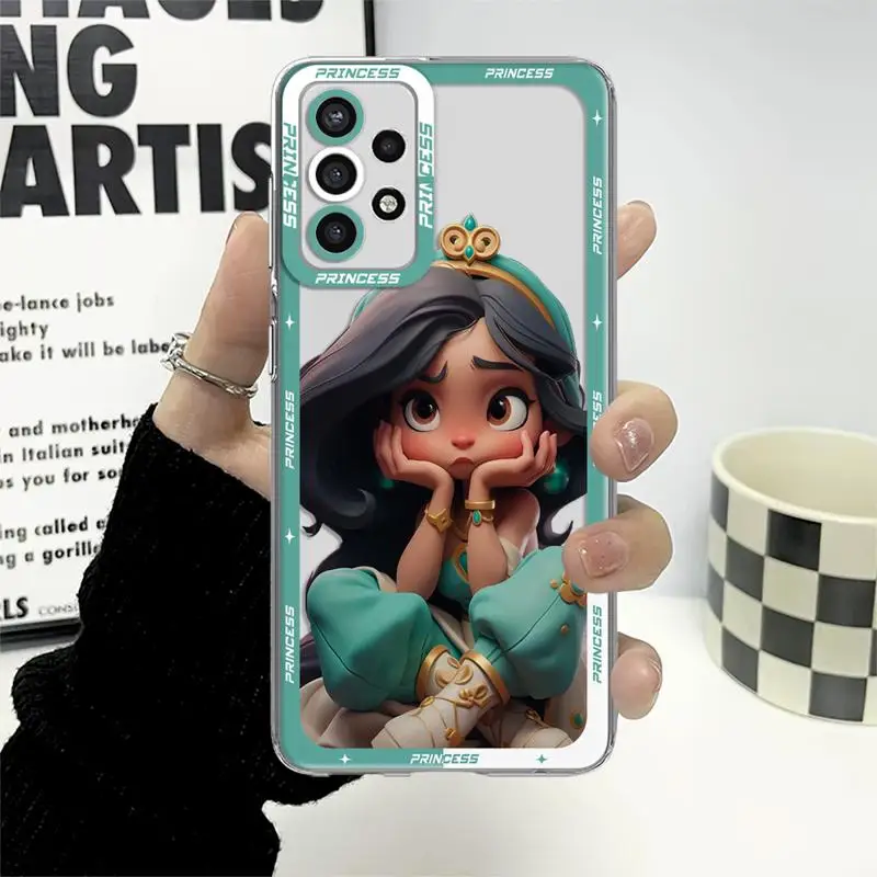 Princess Bella Disney Clear Case For Samsung Galaxy A54 A14 A53 A34 A52 A12 A13 5G A25 A33 A23 A51 A71 A21s A32 4G Cover Fundas