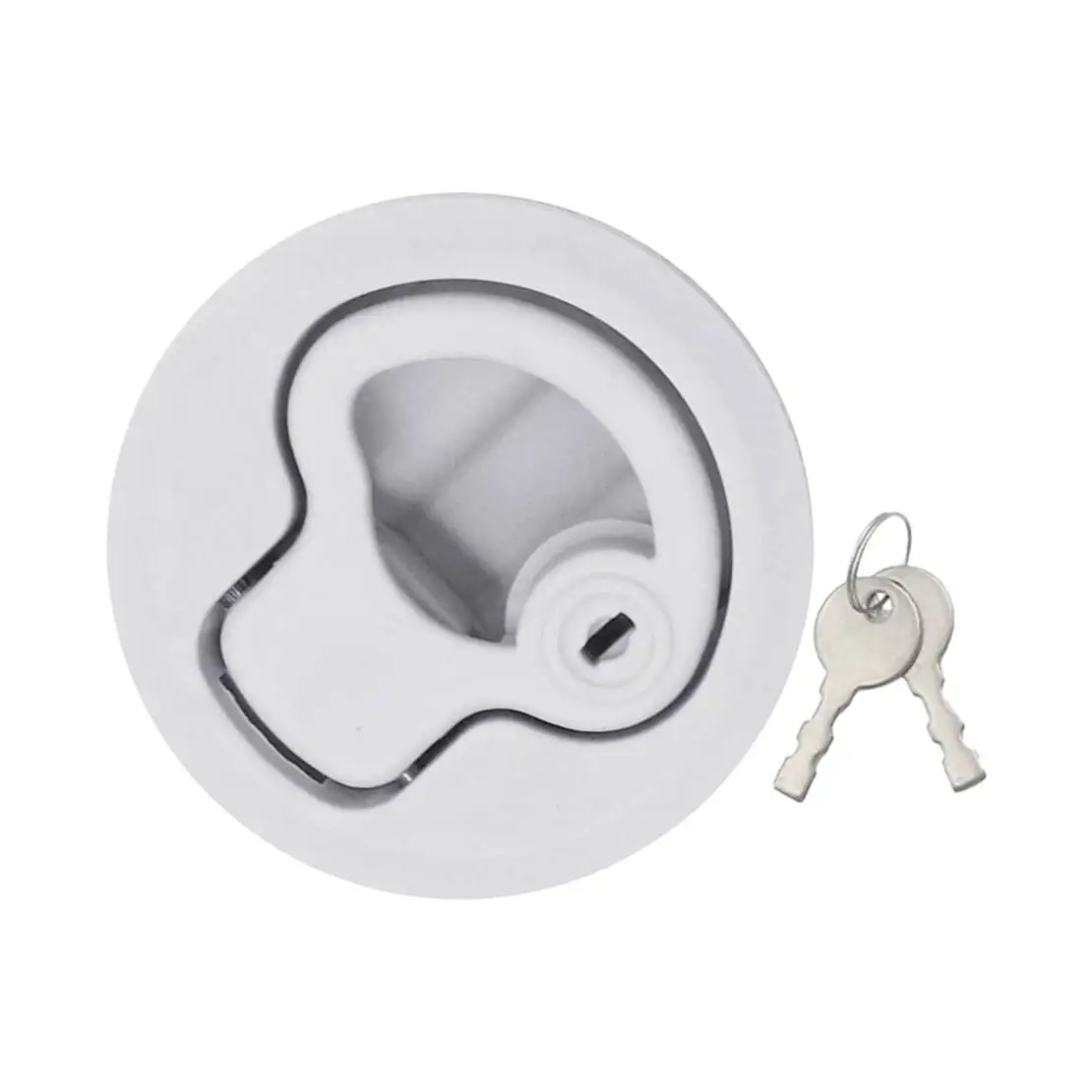 

2" Flush Pull Slam Latch With Lock Universal for RV Boat Marine Deck Hatch Door Plastic White
