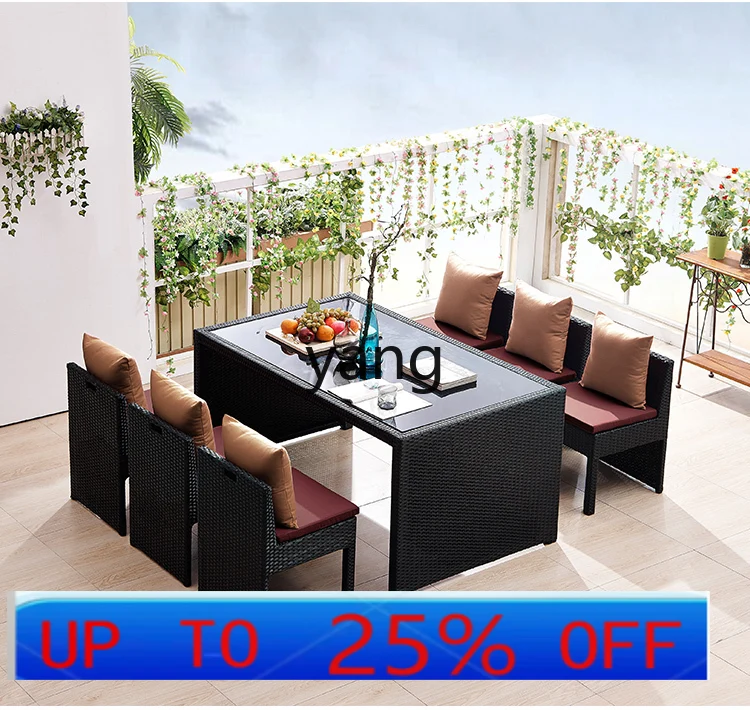 LH Outdoor-Rattanstuhl, Kombination aus Rattan-Balkon, Freizeittisch und Stuhl