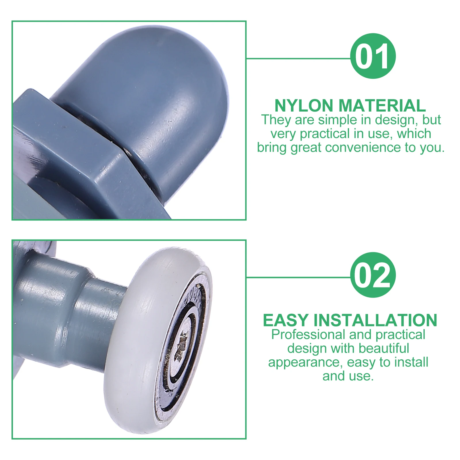 

12pcs Shower Rollers Replacement Rollers Kit Glass Sliding Door Pulleys Bathroom Replacement Parts Ultra-Quiet Bottom Pulleys