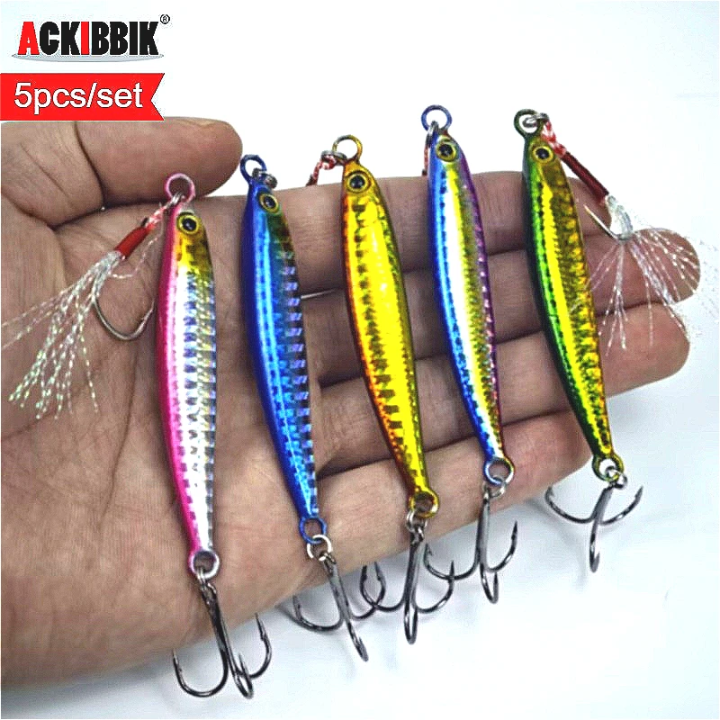 Ackibbik 5 szt./zestaw 30g Metalowe Jigowe Przynęty Sztuczne Twarde Przynęty do Wędkarstwa Morskiego Jig 7g 10g 15g 20g 30g Przynęty Jigowe Akcesoria do Wędkarstwa Morskiego