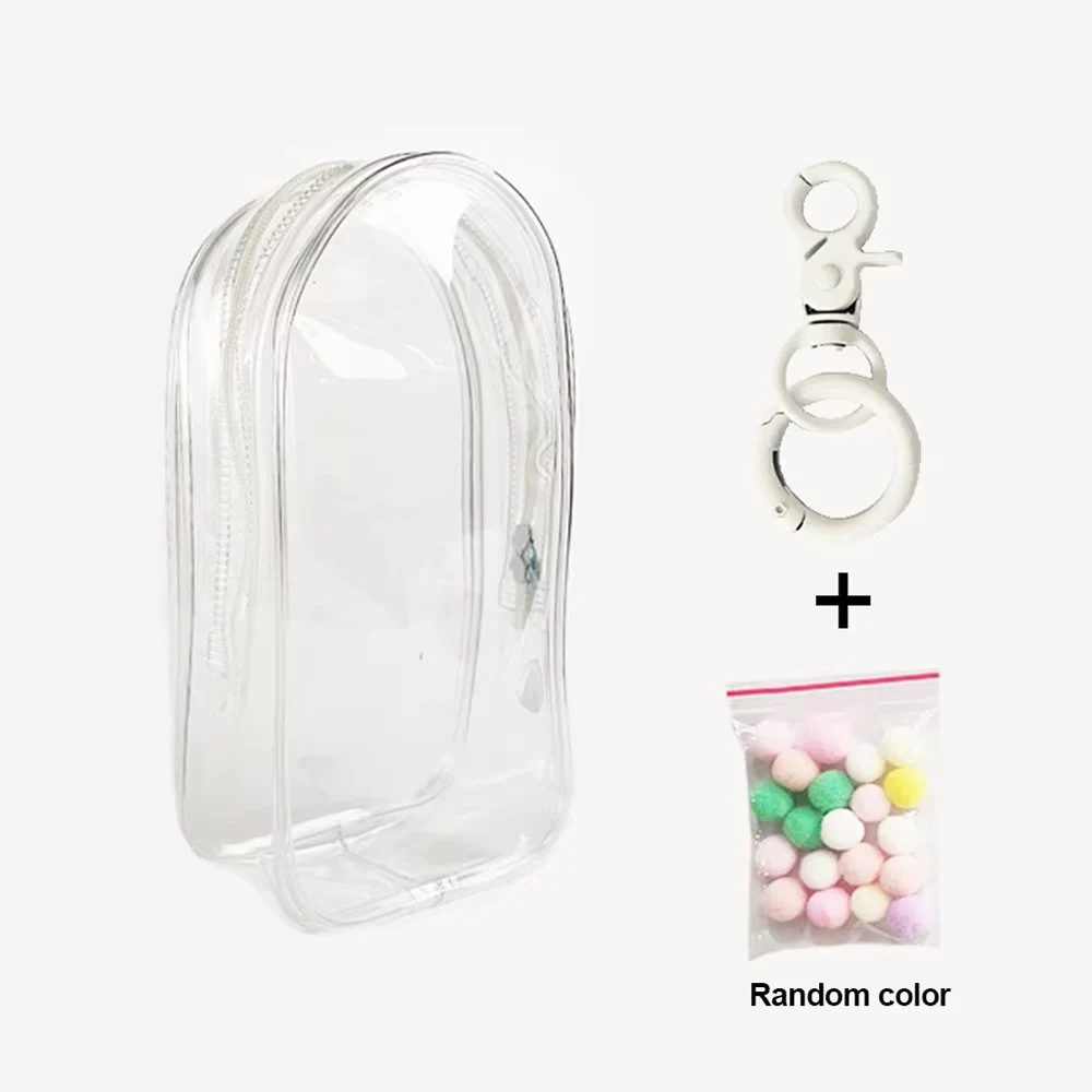 

For 17cm Labubu Plush Doll Transparent Protector Case Organizer Box Dolls Outdoor Display Bag With Keychain Doll Accessories