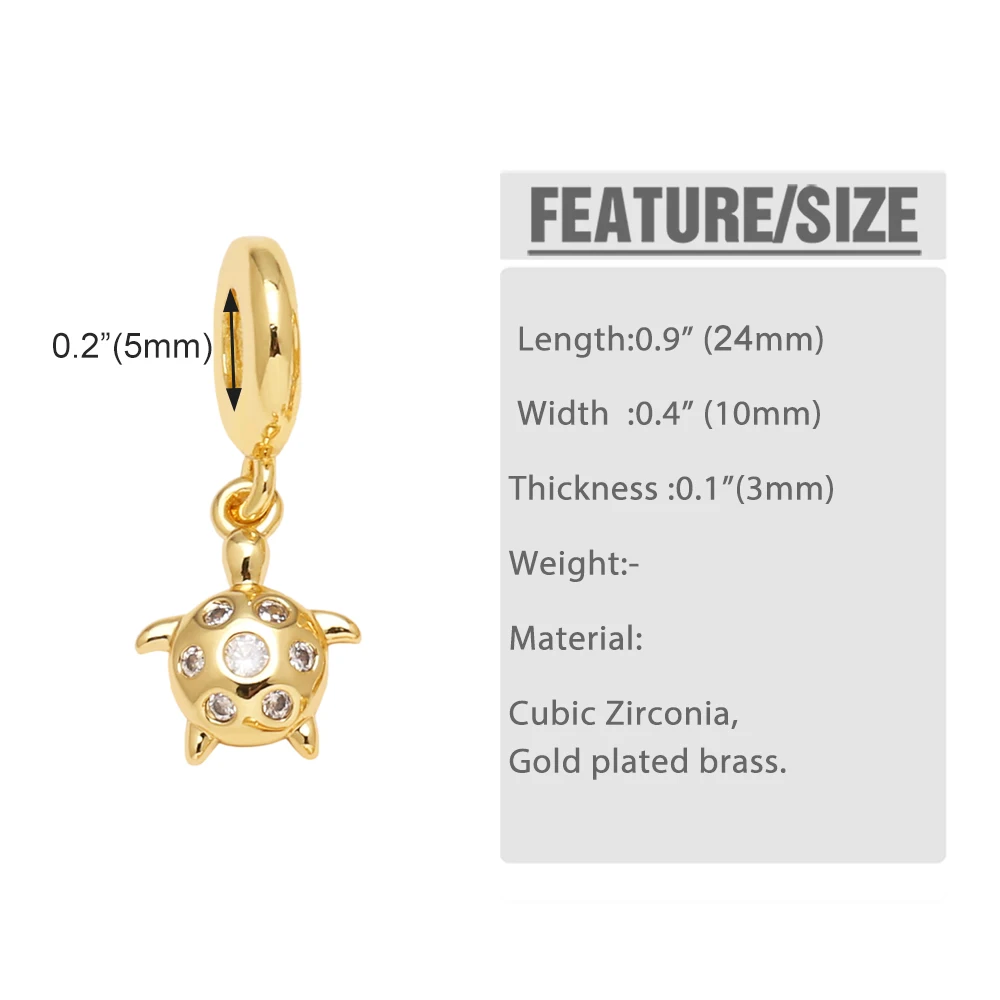 OCESRIO White Crystal Small Turtle Pendant for Necklaces Copper Gold Plated Elephant Sea Horse Jewelry Making Component pdtb677