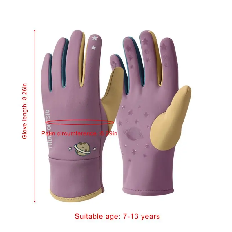 الأطفال بنين بنات رشاقته الشتاء قفازات مخملية الطفل المضادة للانزلاق قفازات التزلج على الجليد الرياضة في الهواء الطلق لركوب الدراجات 7-13 سنة #6