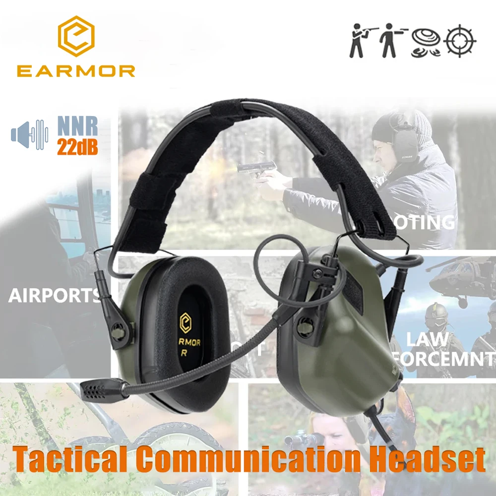 Cache-oreilles de tir électronique EARMOR ®   M32 SE bandeau Communication suppression du bruit casque tactique chasse Protection auditive
