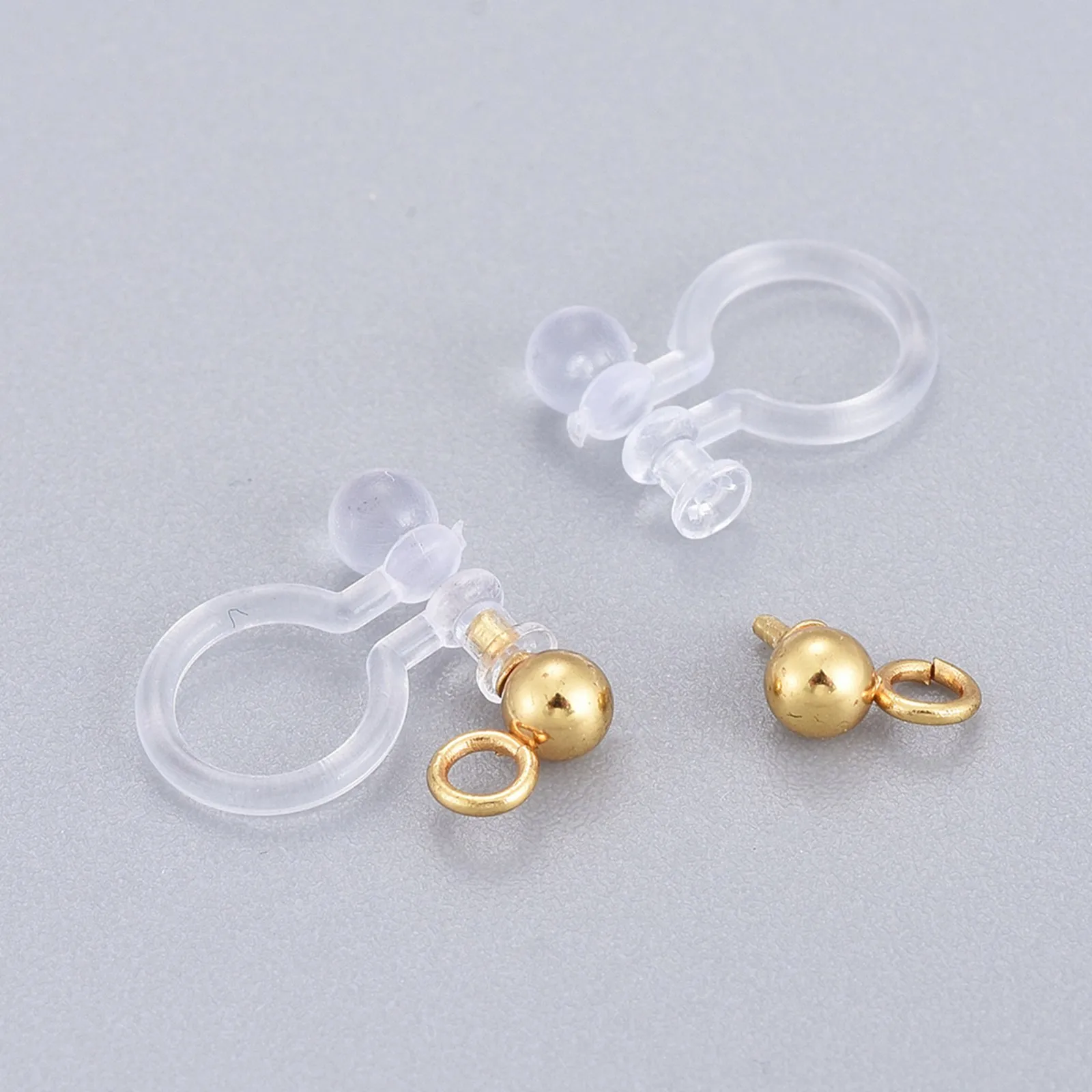 304 Stainless Steel Clip-on Earring Component with Plastic Earring Converter with Loop for Non-Pierced Ears DIY Earrings Making