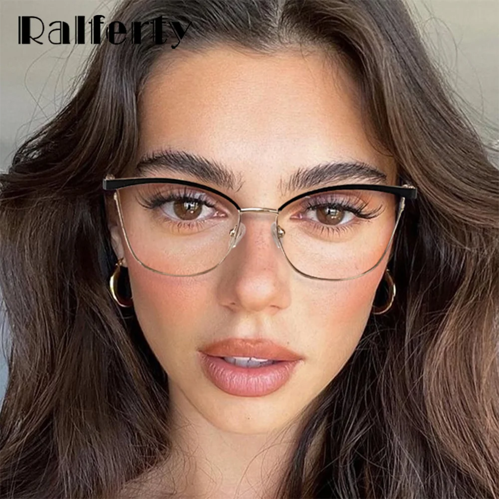 

Ralferty 2022 New Female Cat Eye Frame Blue Light Computer Glasses Women Eyeglass Frames 0 Diopter Prescription Optical Eyewear