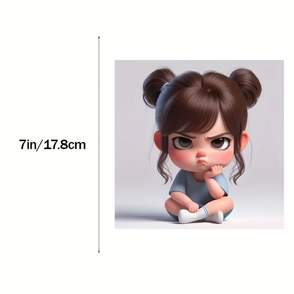 1Pc Grumpy Double Buns Girl Vinyl Sticker Waterproof for Car Motorcycle Helmet Laptop Tank Fairing Auto Exterior Styling Decal