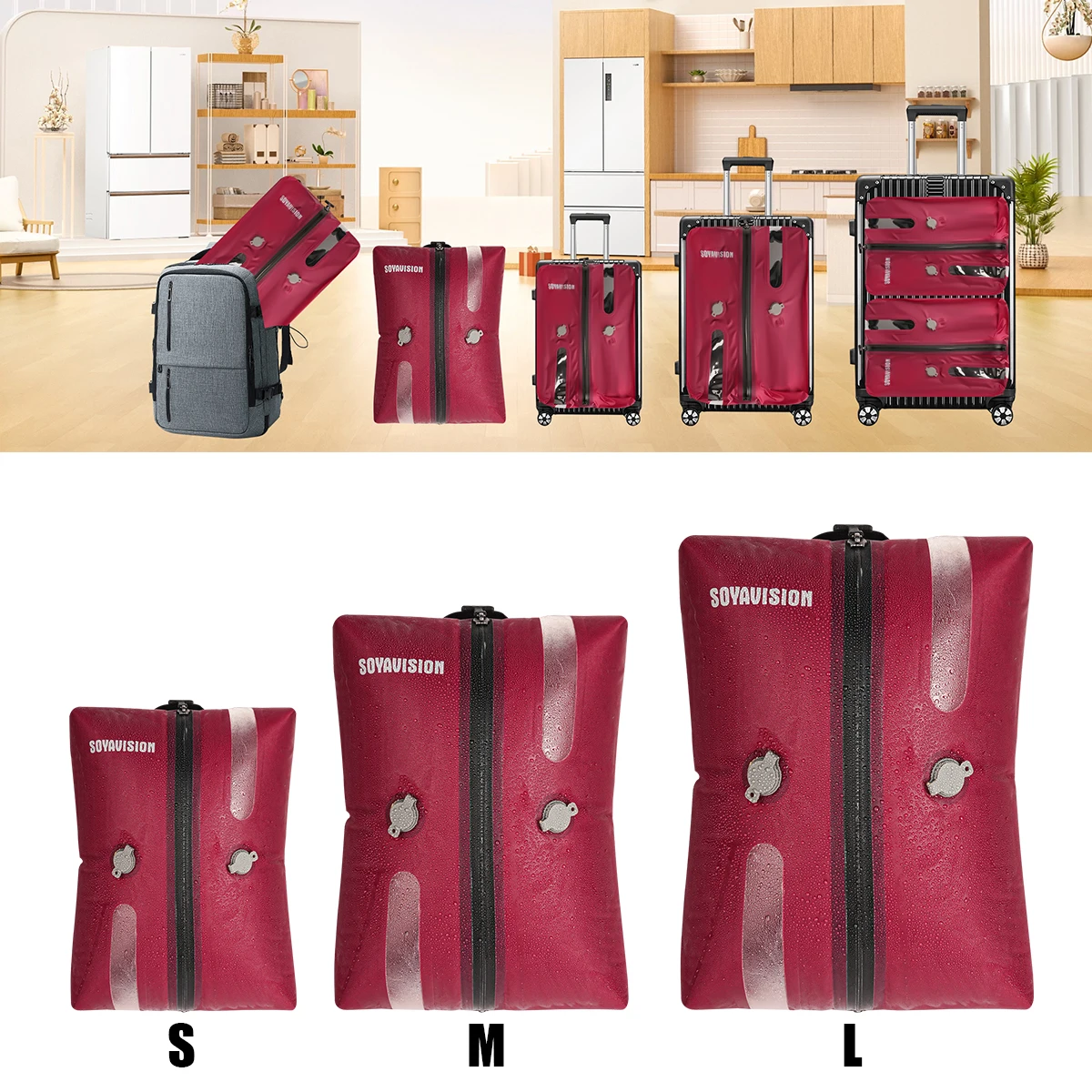 Vente chaude! Sac sous vide en TPU S M L, sac de compression sous vide réutilisable, sac de rangement sous vide pour bagages étanche, sacs de voyage