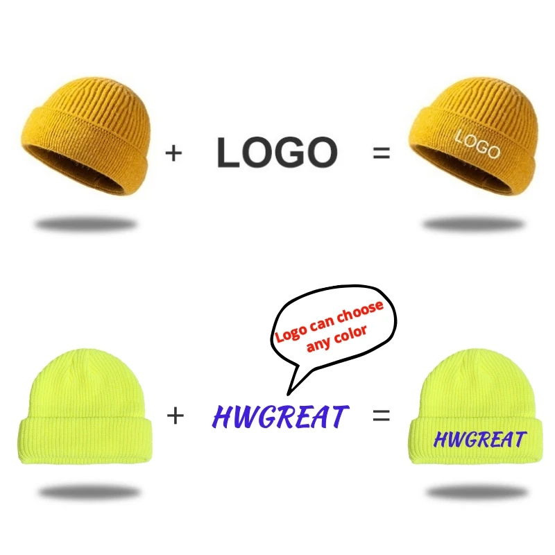 Custom Logo Embroidery Design Beanies DIY Company Team Logo Stretchy Knit Hats Winter Warm Hats Men Women Hats