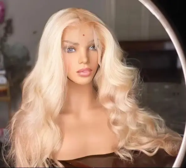613 Blonde Wig Long Body Wave Lace Frontal Wigs Heat Resistant 13x4 HD Free Part Synthetic And Blend Lace Wigs perruque Cosplay