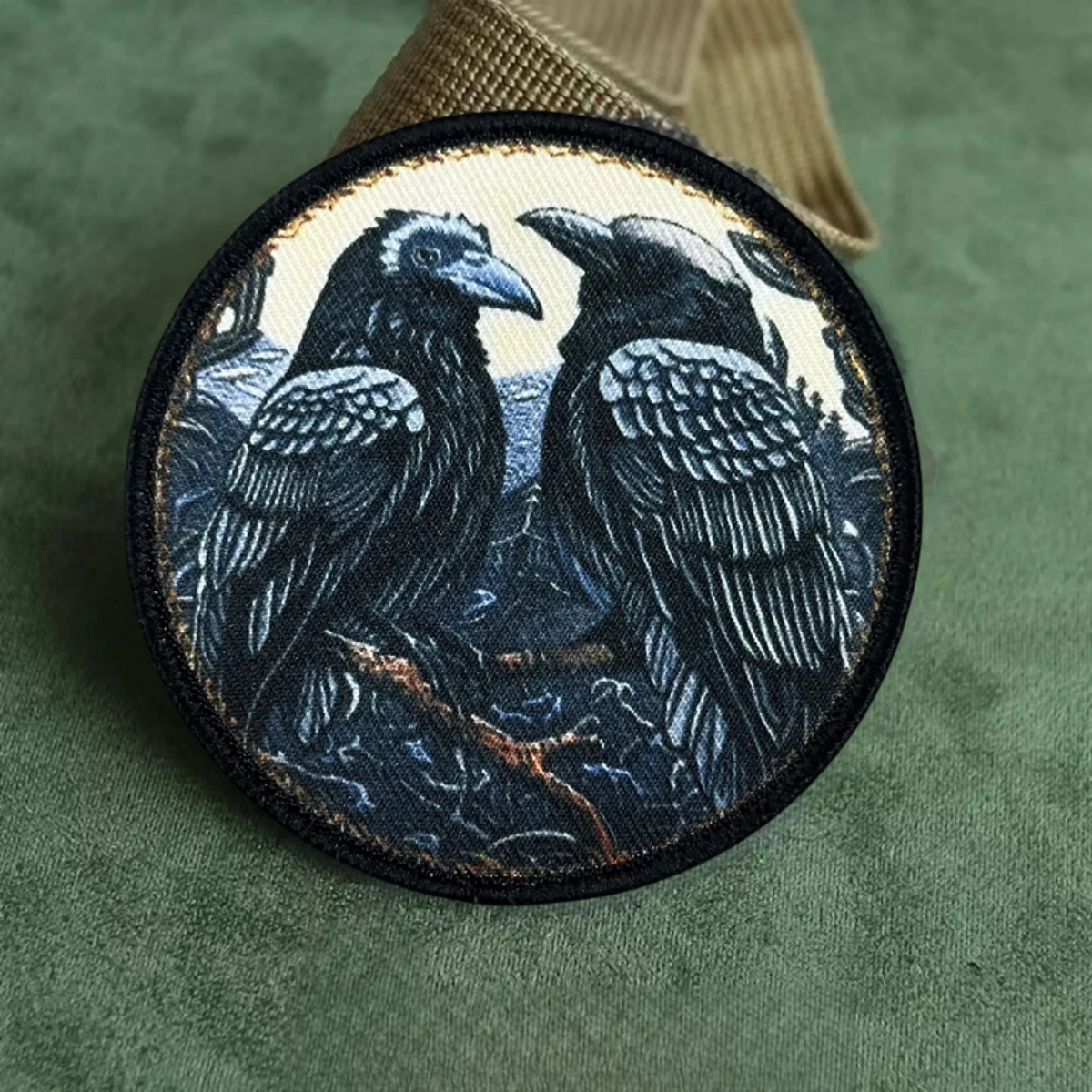 Hugin and Munin - Odin's Ravens Morale Badge Patch Tactical Military Armband Printed Hook and Loop Patches for Backpack Sticker