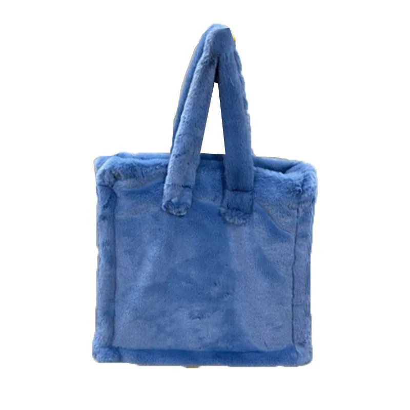 Bolso grande de piel sintética de lujo para mujer, bolso de mano de diseñador, bolso de compras de felpa suave y esponjosa, mantiene el calor,