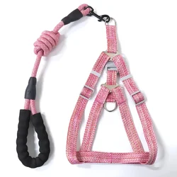 Dog Harness 1.2M Leash Set for Small Dogs Adjustable Puppy Cat Harness Vest Poodle Chihuahua Pug Outdoor Walking Pet Leash