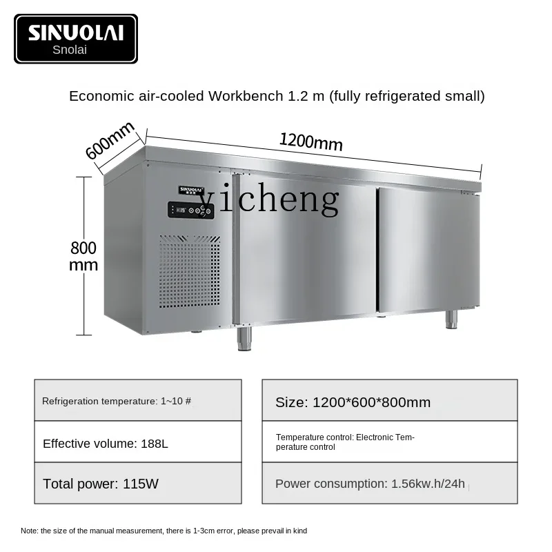 

ZC Kitchen Workbench Commercial Air-Cooled Stainless Steel Freezer Freeze Storage Double Temperature Flat Freezer