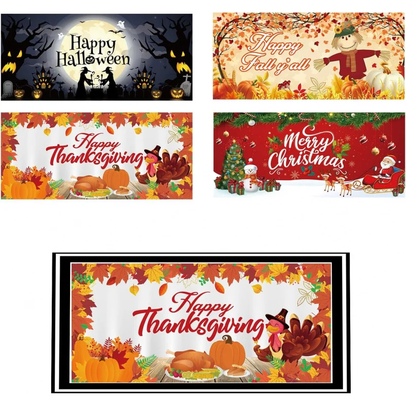 4 interchangeable entrance doormat plugins for holidays Halloween, Thanksgiving, Autumn, Christmas, and all season decorations