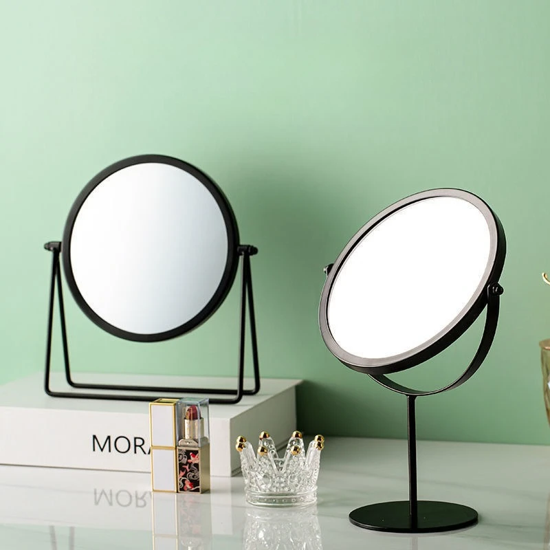 

Retro Metal Vanity Mirror Desktop Makeup Round Mirror Portable Household Rotating Dressing Mirror for Girl 360° Rotation