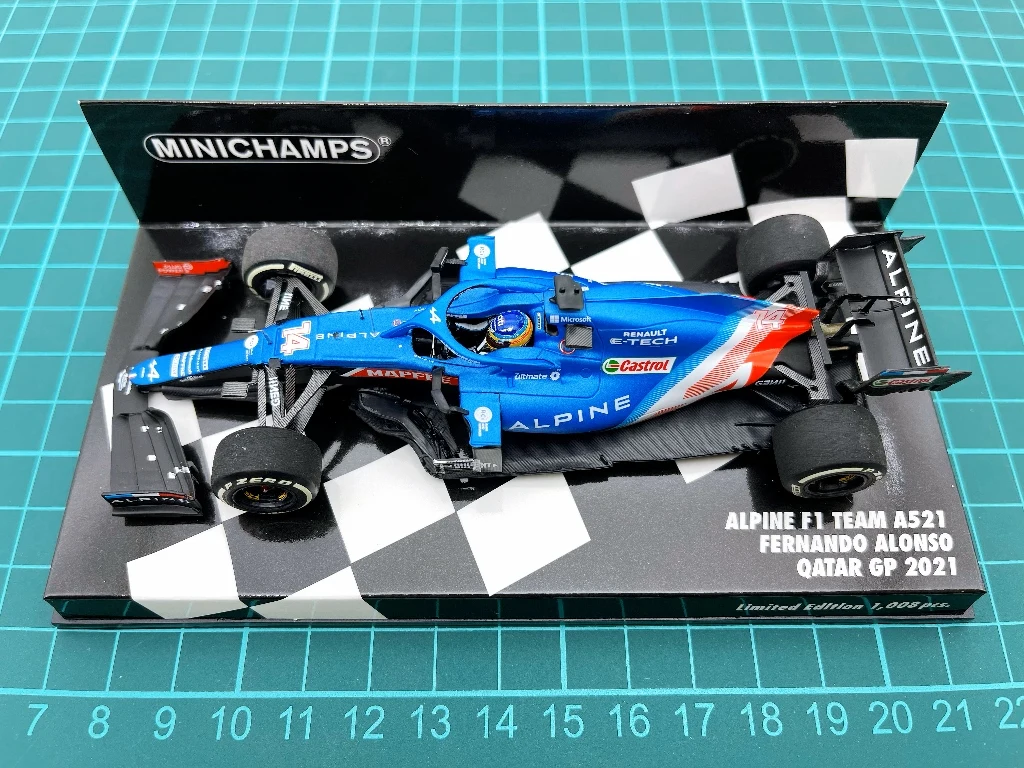 Minichamps 1:43 F1 Alpine A521 Alonso 2021 Qatar Simulation Limited Edition Resin Metal Static Car Model Toy Gift