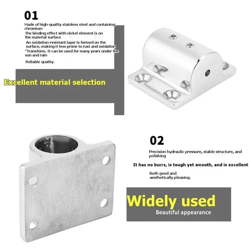 A30P-316 Stainless Steel Tube Pipe Rectangular Base Flag Pole Mount Marine Bracket Rectangular Base